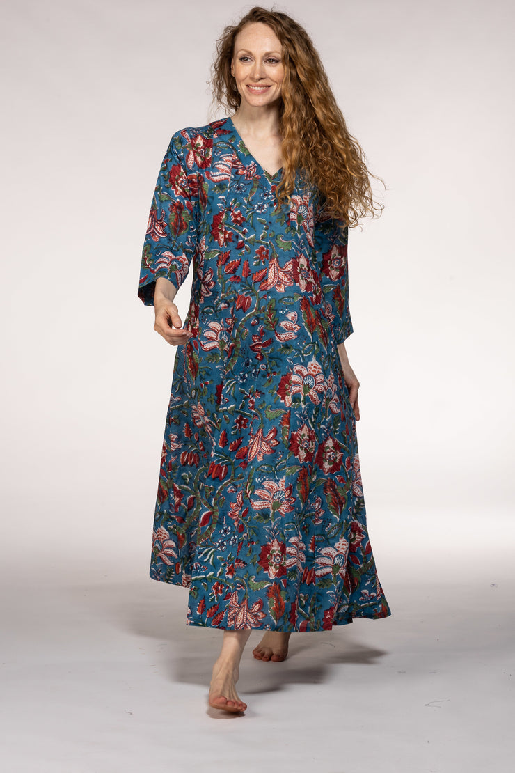 Rani Panel Dress Hand Block Printed  in Pure Cotton SS2024