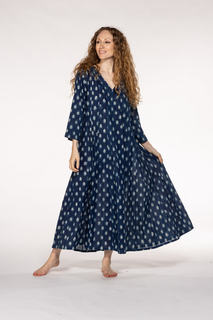 Rani Panel Dress Hand Block Printed  in Pure Cotton SS2024