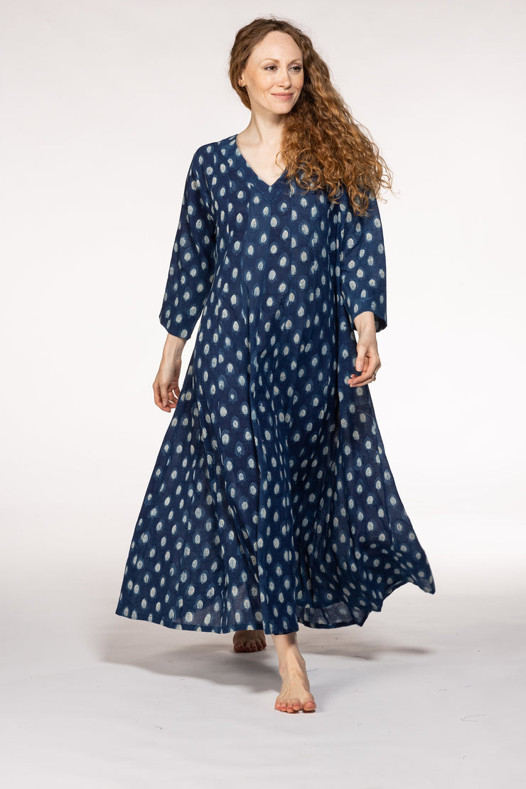 Rani Panel Dress Hand Block Printed  in Pure Cotton SS2024