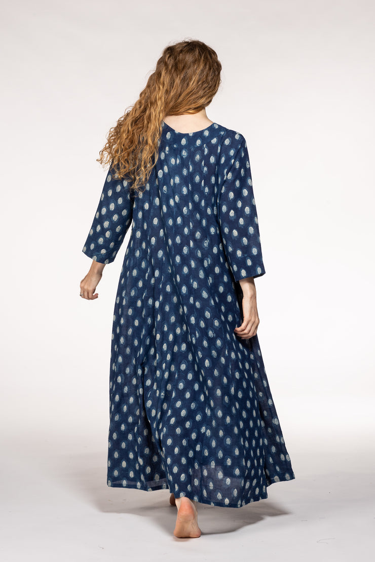 Rani Panel Dress Hand Block Printed  in Pure Cotton SS2024