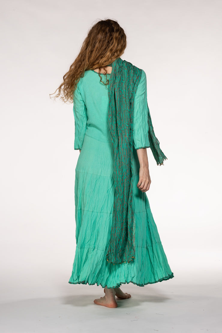 Dewani Dress in Hand Block Printed Sustainable Moss Crepe Only 3 Left In Size S/M