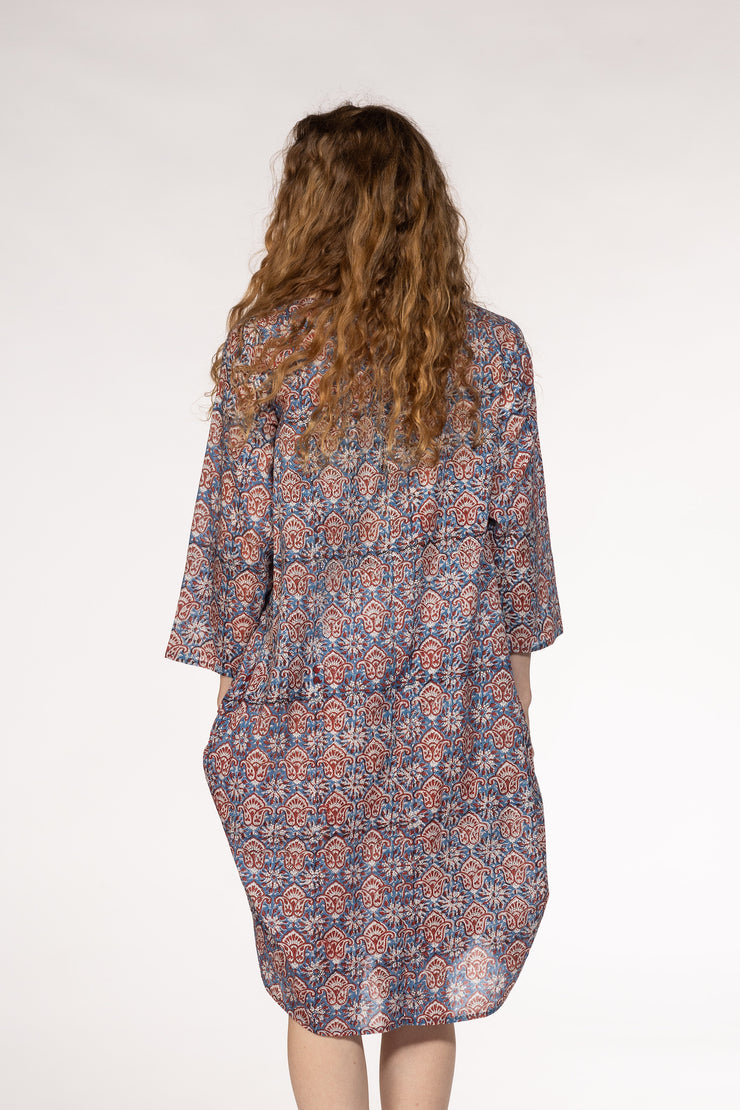 New Roshan Dress Hand Block Printed in Pure Cotton SS24