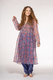 Nargis Jacket Hand Block Printed in Textured Cotton SS24