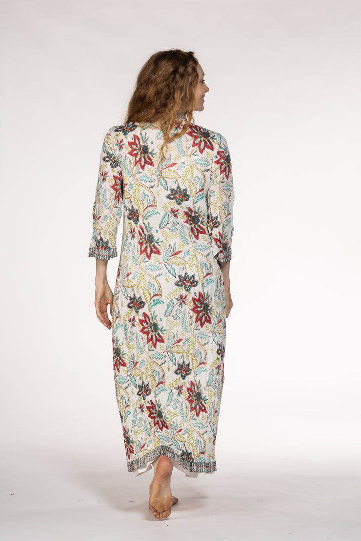 New Sufiana Dress Hand Block Printed with Slip in Pure Cotton SS24