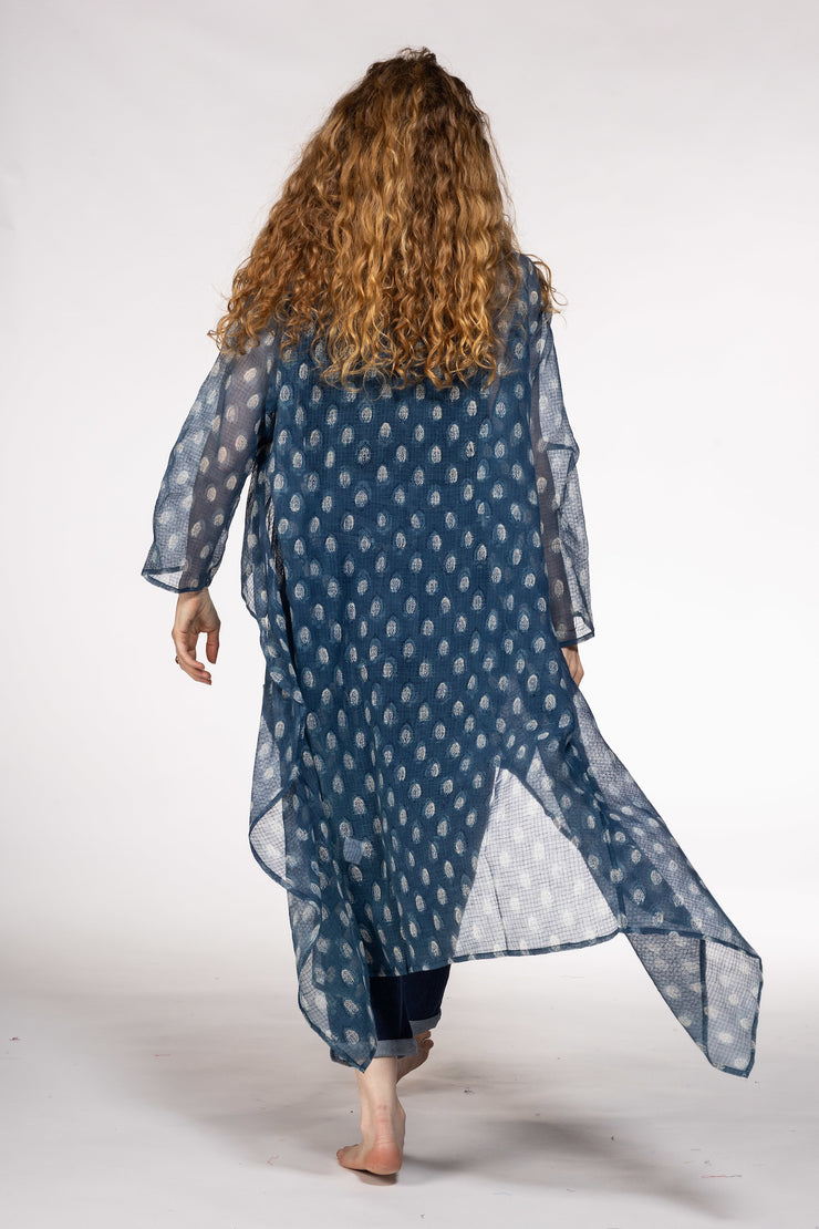 Nellore Jacket in Textured Cotton Viscose Hand Block Printed - SS 2024