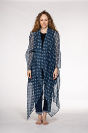 Nellore Jacket in Textured Cotton Viscose Hand Block Printed - SS 2024