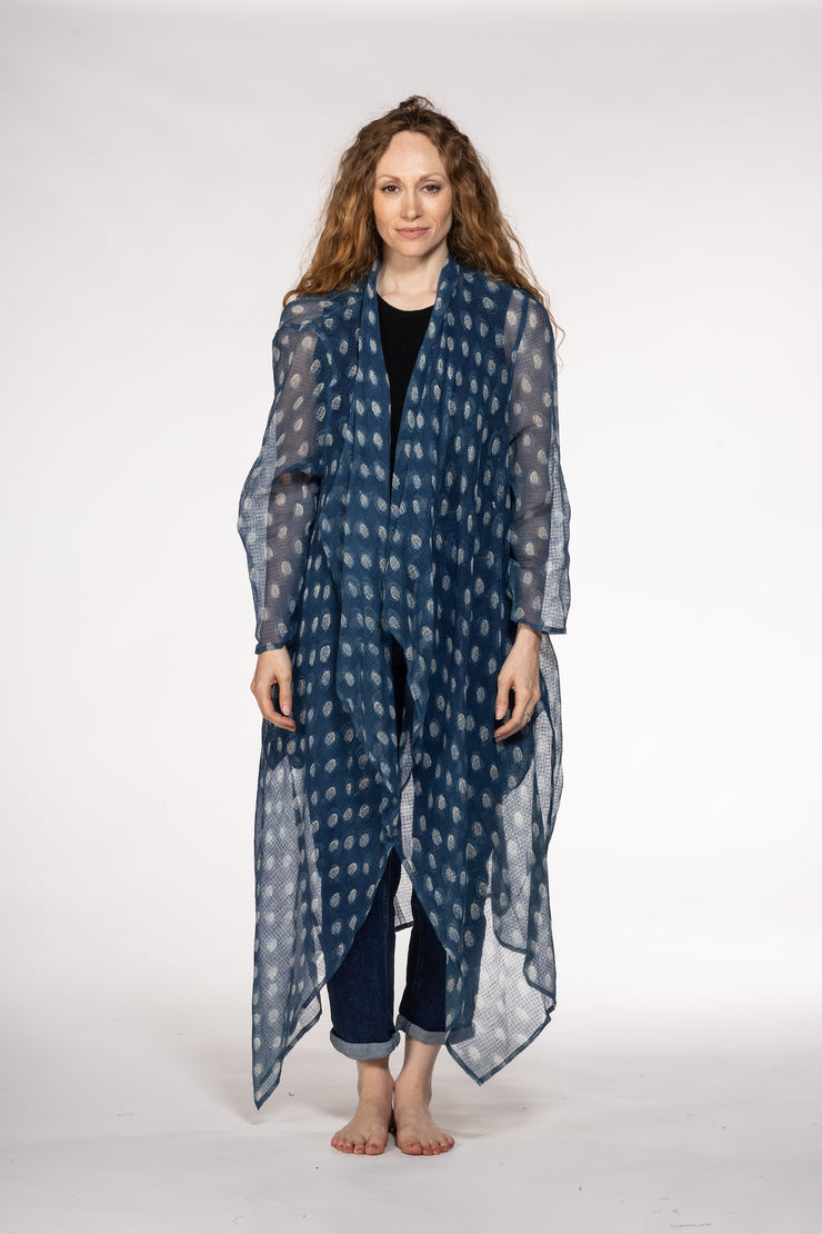 Nellore Jacket in Textured Cotton Viscose Hand Block Printed - SS 2024