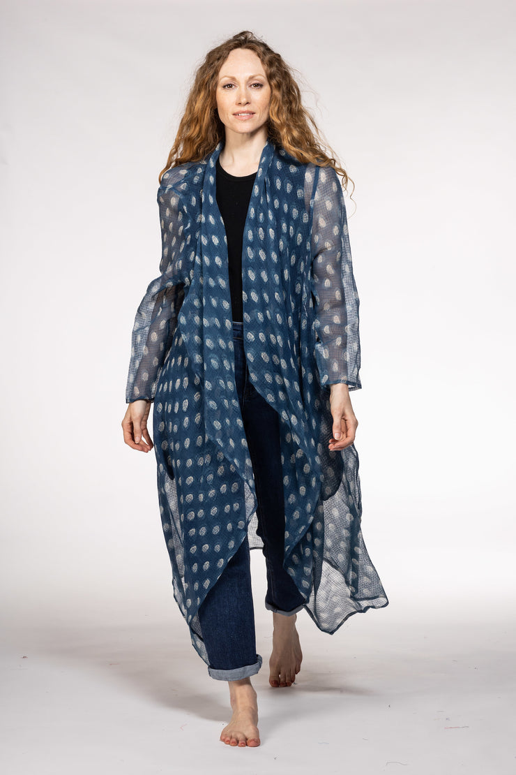 New Nellore Jacket in Textured Cotton Viscose Hand Block Printed - SS 2024