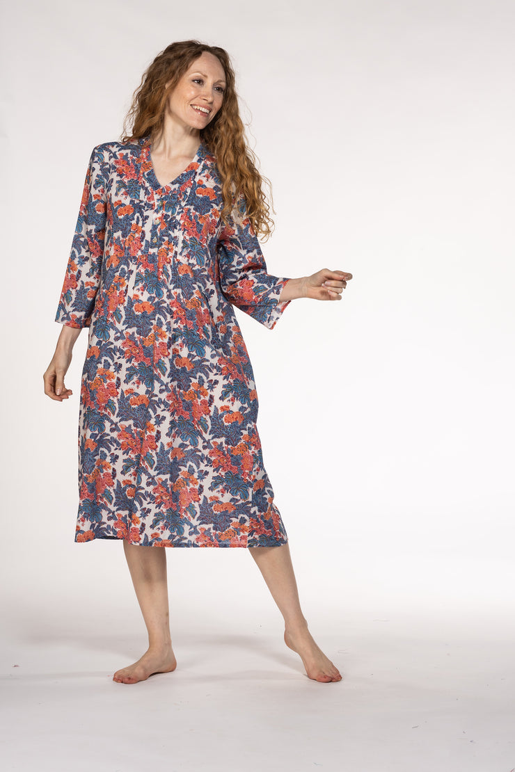 Millie Dress Hand Block Printed In Pure Cotton - Only Size M Left!