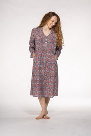 Millie Dress Hand Block Printed In Pure Cotton - Only Size M Left!