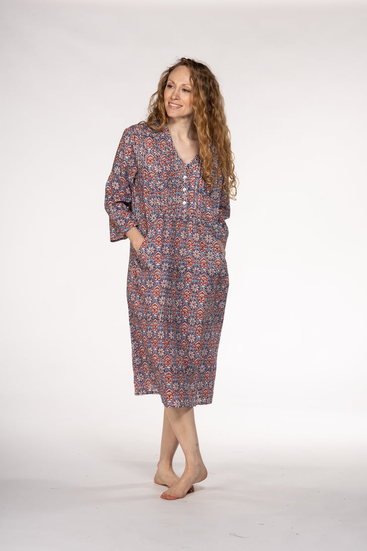 Millie Dress Hand Block Printed In Pure Cotton - Only Size M Left!