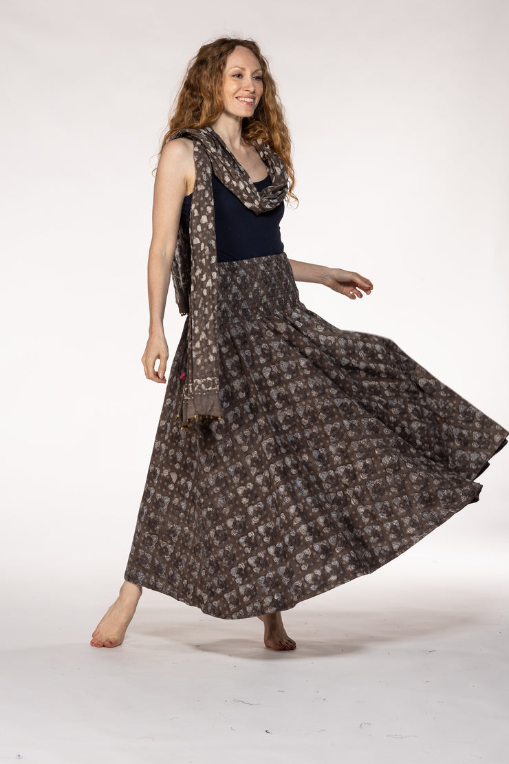 New Asman Skirt in Hand Block Printed Cotton Jersey AW2023
