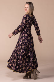New Dewani Dress in Hand Block Printed Brushed Cotton AW2023