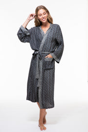 Dressing Gown Hand Block Printed in Bamboo Silk