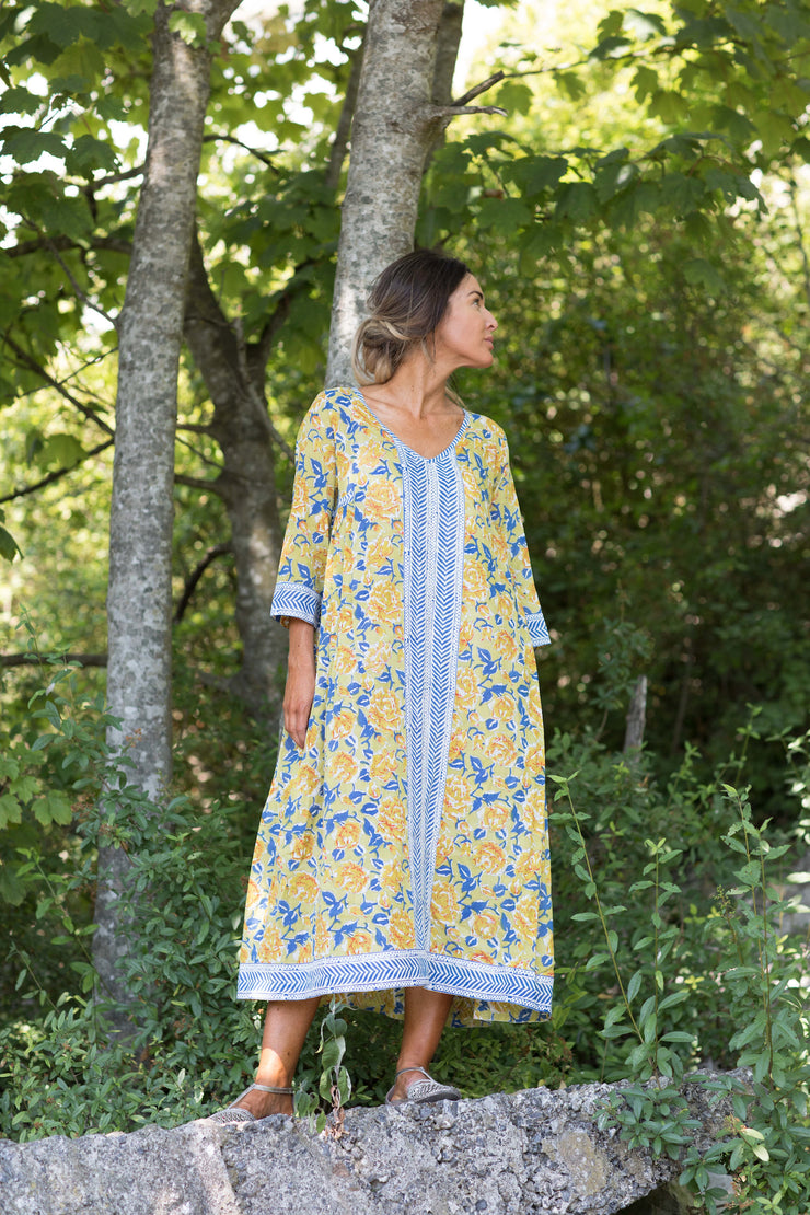 Jali Kaftan Hand Block Printed Pure Cotton - Last One Left in size M