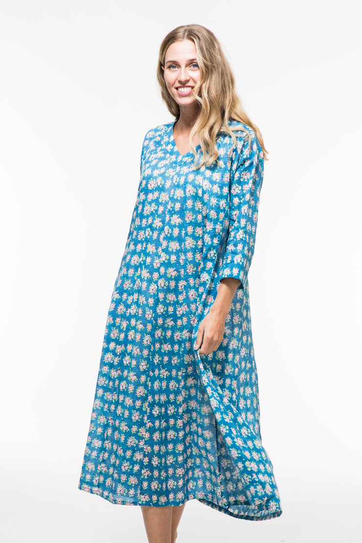 Rani Panel Dress Hand Block Printed in Pure Cotton