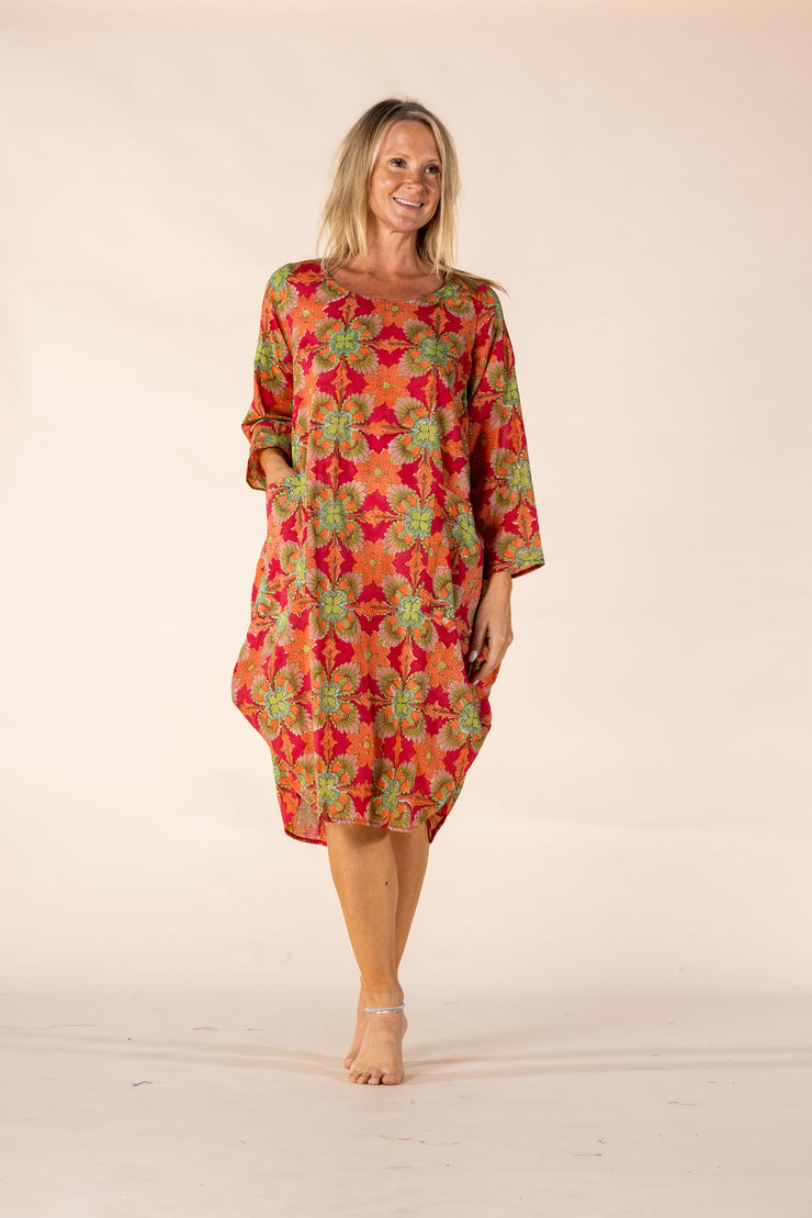 New Roshan Dress Hand Block Printed in Pure Cotton SS2025