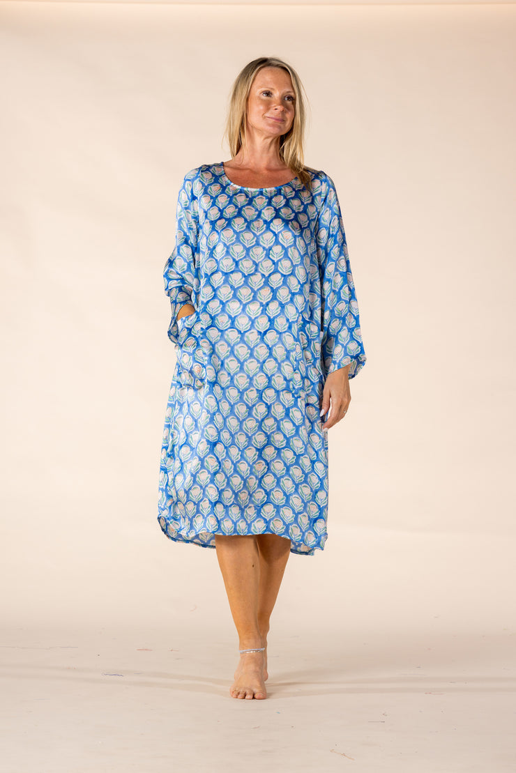 New Roshan Dress Hand Block Printed Bamboo Silk SS2025
