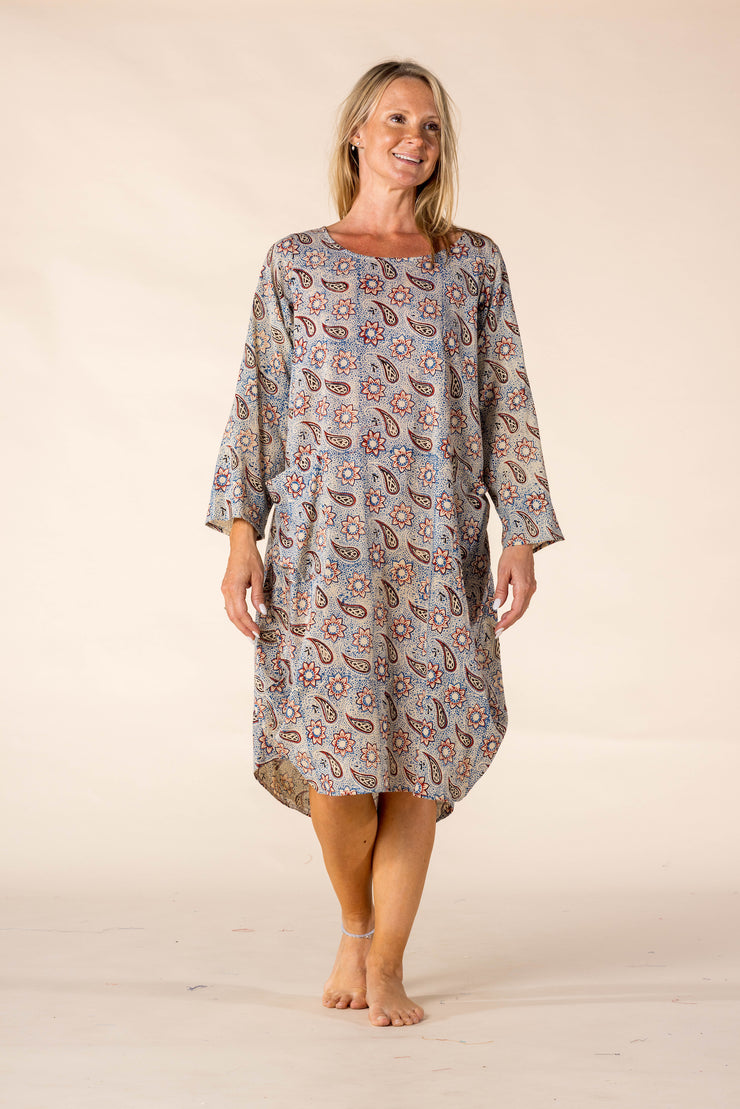 New Roshan Dress Hand Block Printed Bamboo Silk SS2025