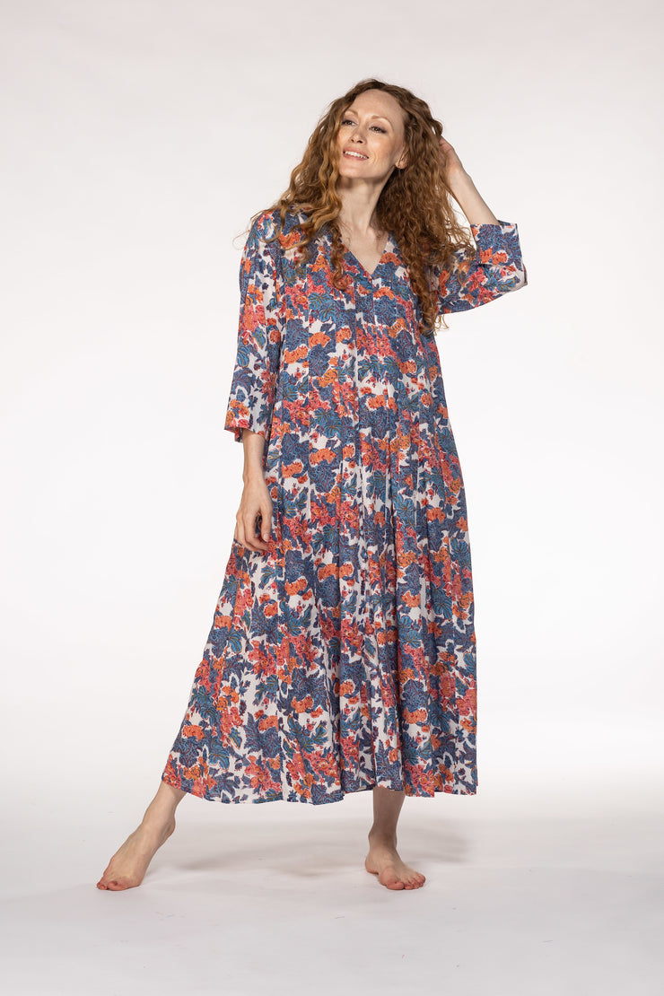Rani Panel Dress Hand Block Printed  in Pure Cotton SS2024