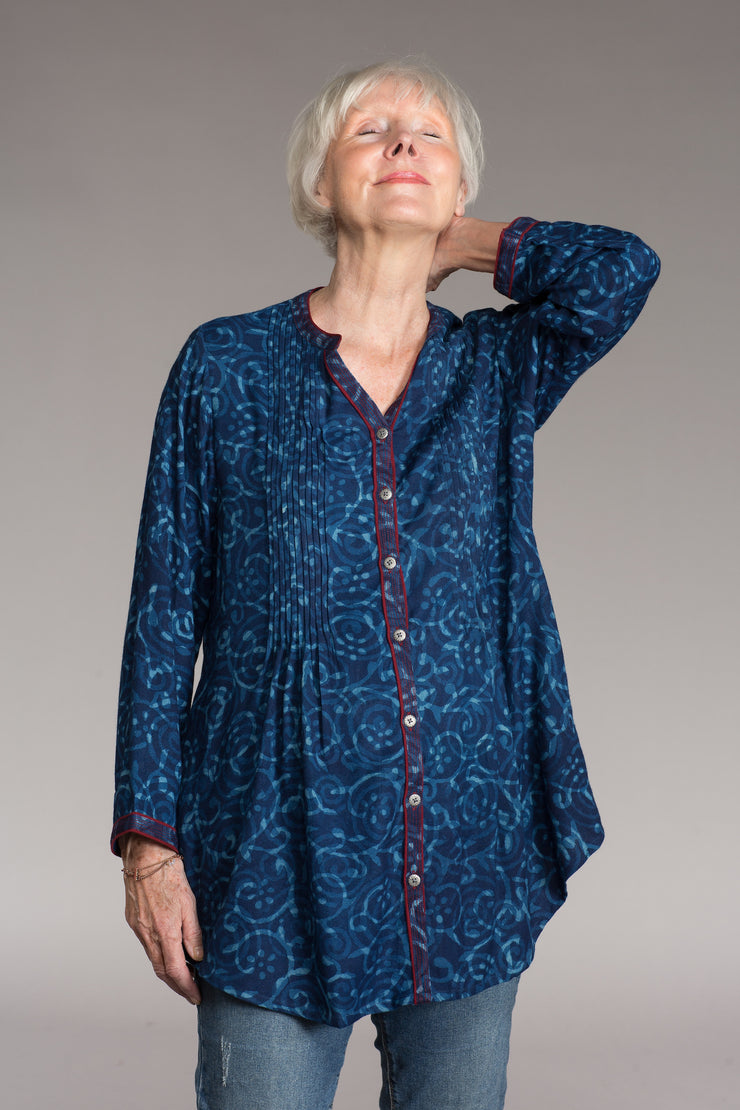 Shimla Tunic Hand Block Printed Sustainable Moss Crepe