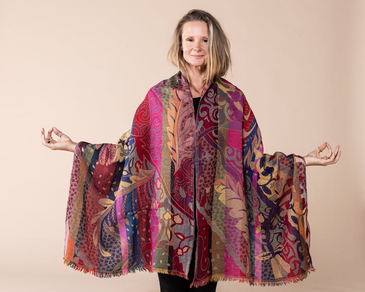 Merino Wool Shawl Tropical Forest