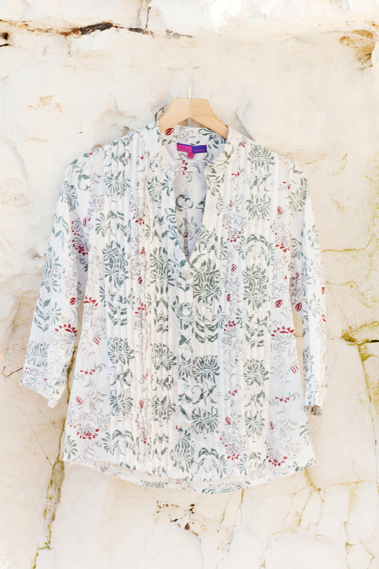 Kamal Pleat Shirt Hand Block Printed in Pure Cotton £59 - Now £29 Last 1 Size S