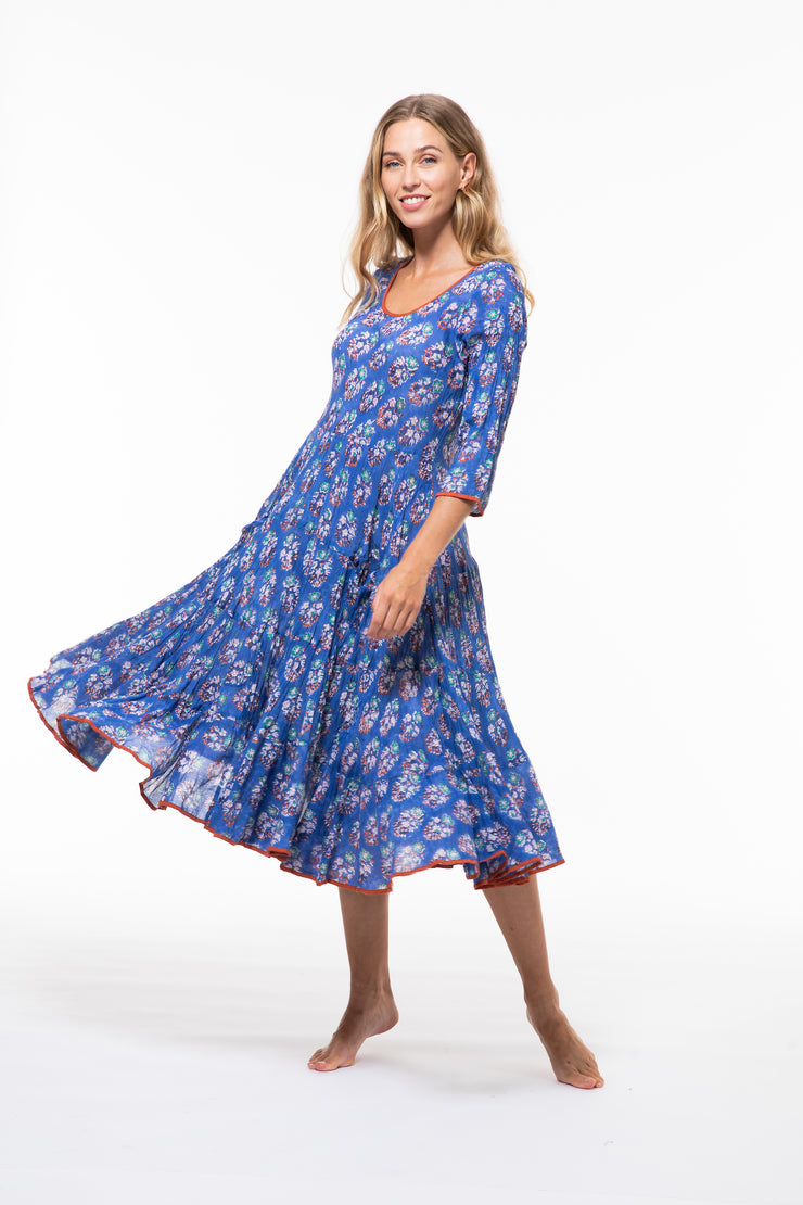Ruby Sun Dress Hand Block Printed Pure Cotton Was £120 Now £99