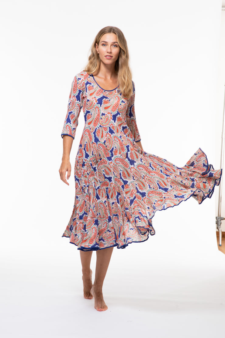 Ruby Sun Dress Hand Block Printed Pure Cotton