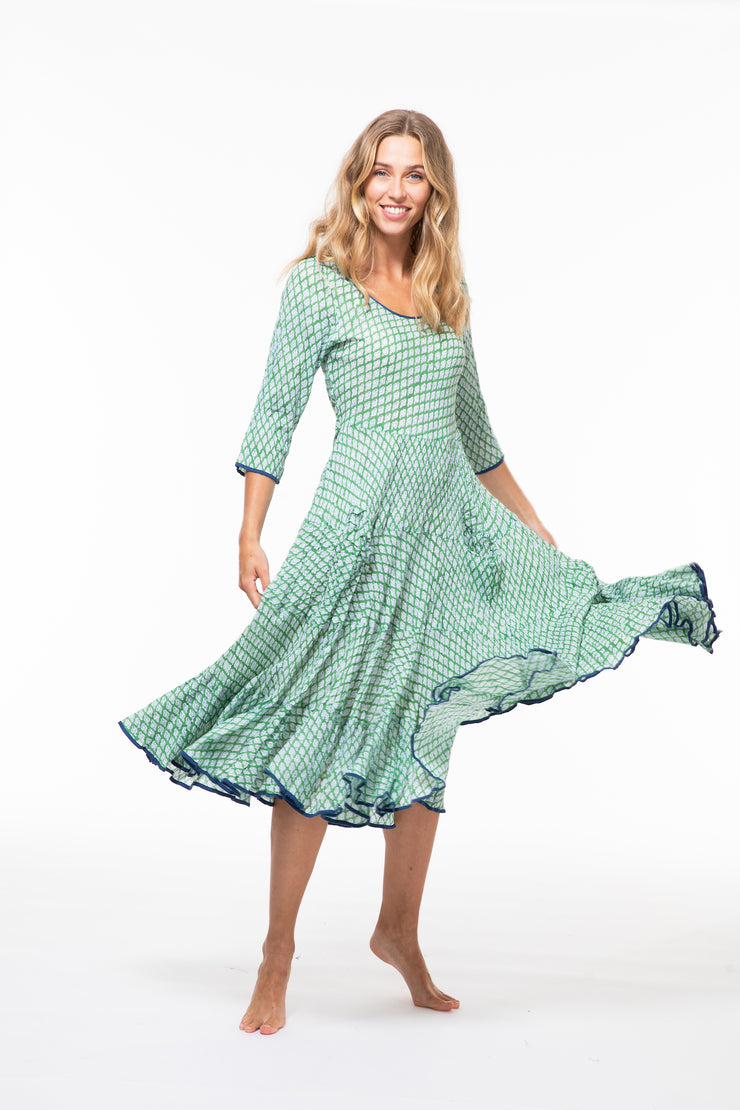 Ruby Sun Dress Hand Block Printed Pure Cotton