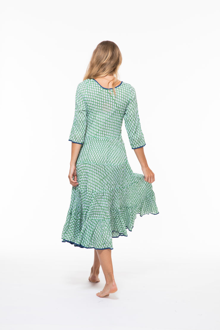 Ruby Sun Dress Hand Block Printed Pure Cotton