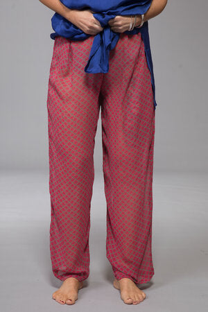 Ottorose Pants Block Printed In Viscose Crepe