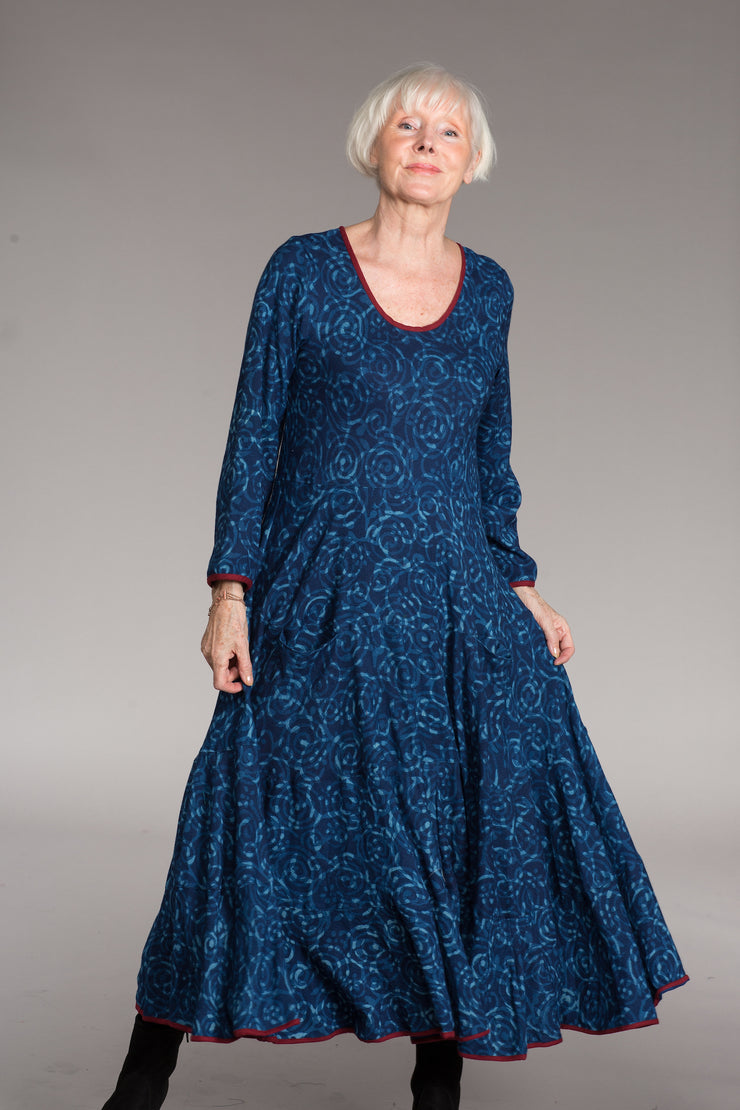 Dewani Dress in Hand Block Printed Sustainable Moss Crepe