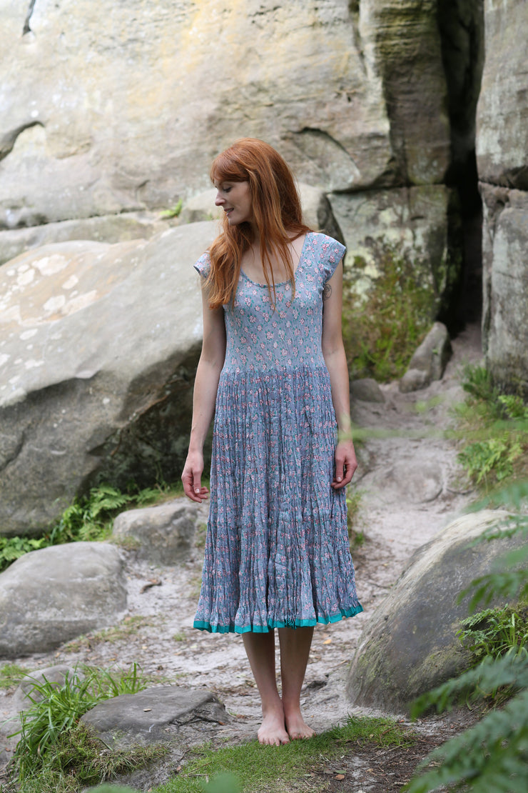 Amber Dress Hand Block Printed in Pure Cotton - Only Size M