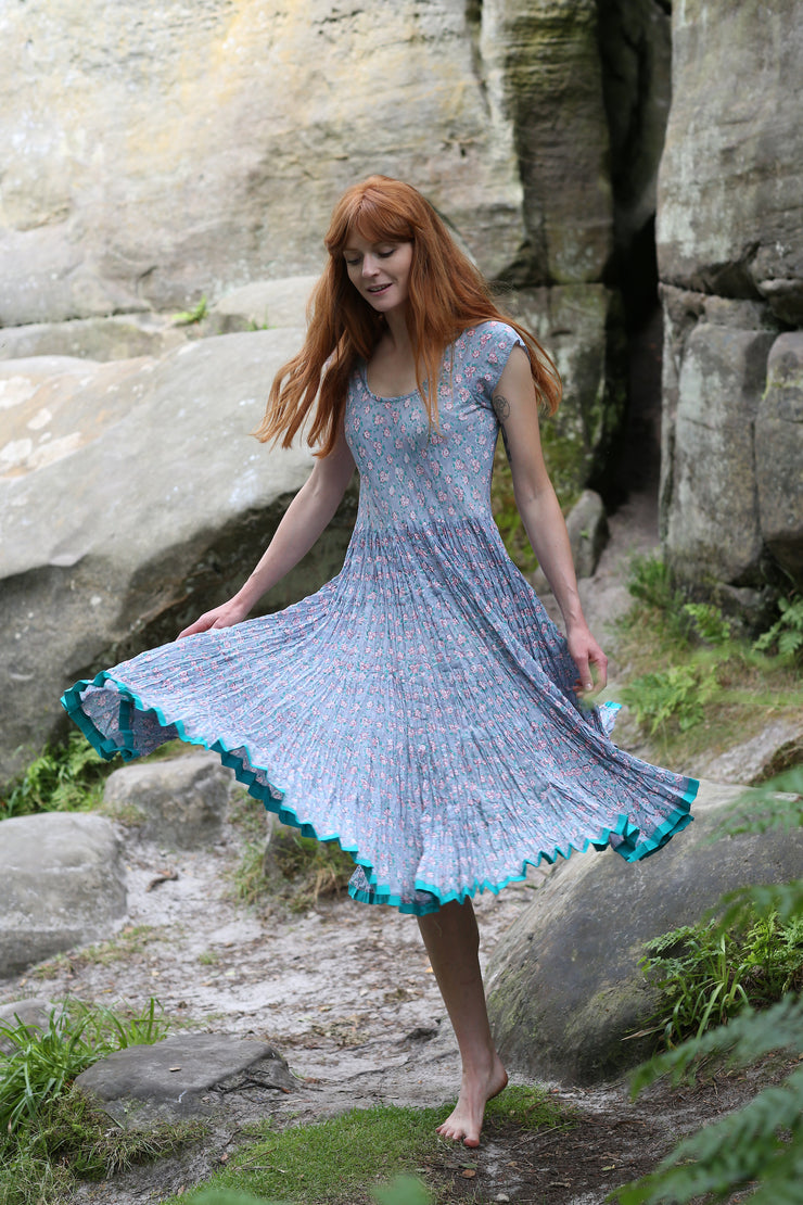 Amber Dress Hand Block Printed in Pure Cotton - Only Size M