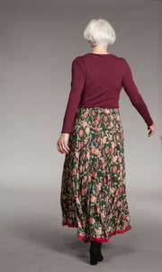 Asman Skirt in Hand Block Printed Brushed Cotton