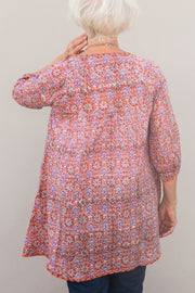 Uma Smock Top Hand Block Printed In Pure Cotton Only Size M