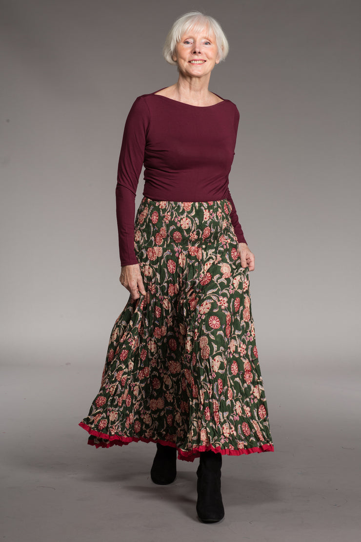 Asman Skirt in Hand Block Printed Brushed Cotton - 2 Left !