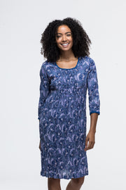 Leela Dress Hand Block Printed in Pure Cotton - Size M Left!