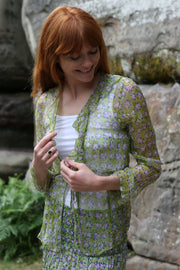 Hand Block Printed Chiffon Jacket - Only in Size Medium