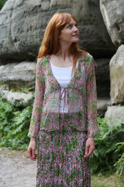 Hand Block Printed Chiffon Jacket - Only in Size Medium