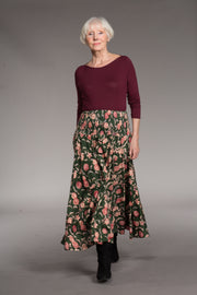 Asman Skirt in Hand Block Printed Brushed Cotton