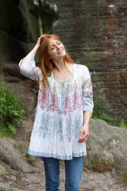 Flute Panel Shirt in Hand Block Printed Pure Cotton
