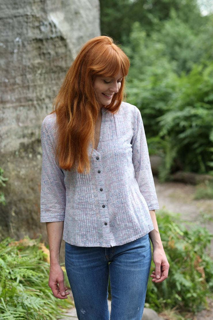 Kamal Pleat Shirt Hand Block Printed in Pure Cotton £59 - Now £45