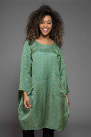 Roshan Dress Hand Block Printed in Bamboo Linen Last 2 in Size S/M