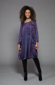 Roshan Dress Shibori Hand Dyed In Bamboo Silk Only Size S/M Left 10 to 14