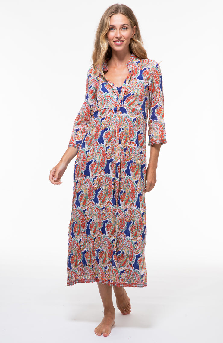 Sufiana Dress Hand Block Printed with Slip in Pure Cotton