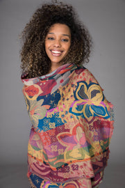 Merino Wool Shawl Gauguin Flowers