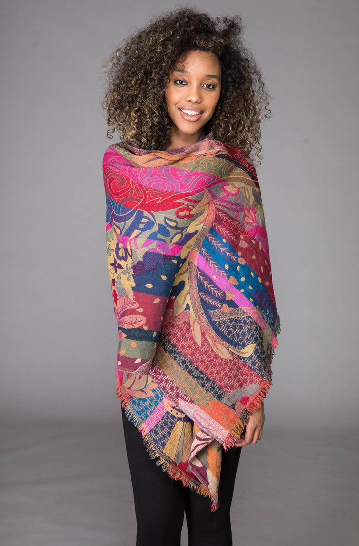 Merino Wool Shawl Tropical Forest