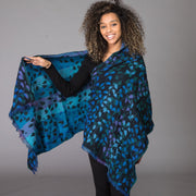 Merino Wool Shawl Midnight Leaves